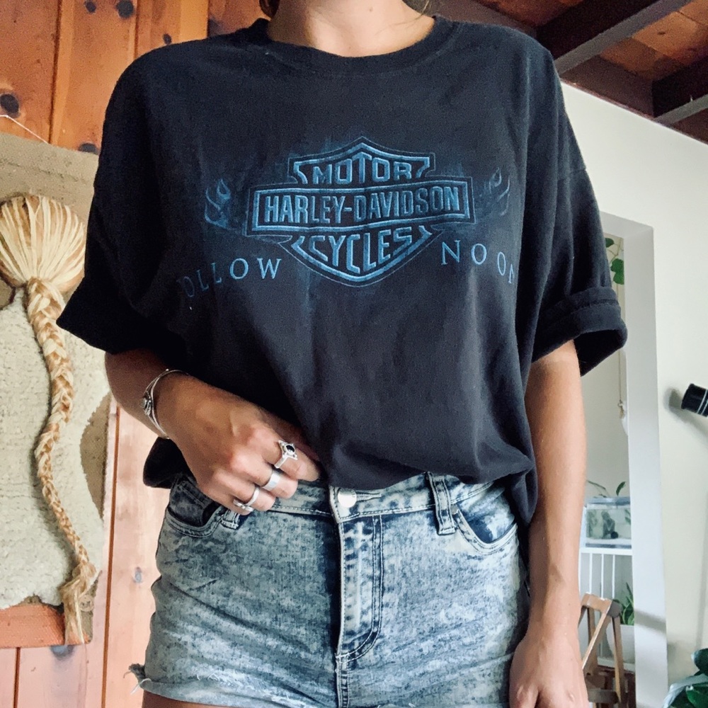 Retro blue flame Harley tee